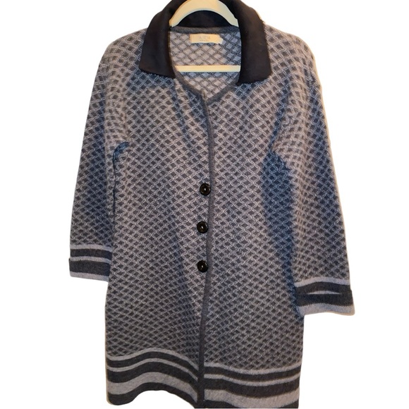 A. IDA WOOL GEOMETRIC LIGHTWEIGHT ITALIAN LONG CARDIGAN- WOMENS - S/L - EUC - Picture 4 of 15
